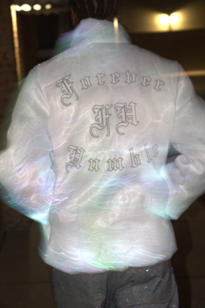 LED Reflective Puffer Jacket with Forever Humble Inscription
