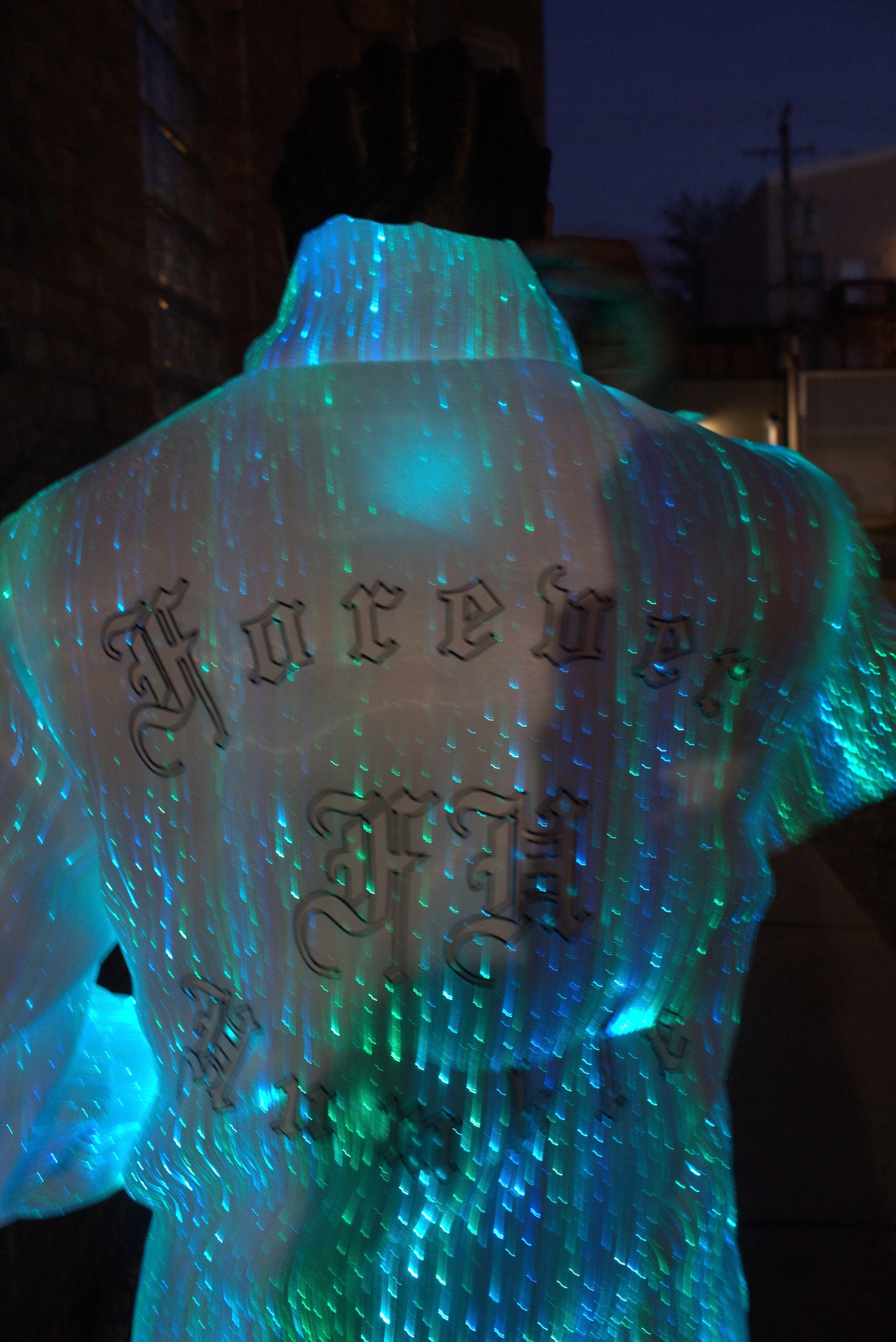 LED Reflective Puffer Jacket with Forever Humble Inscription