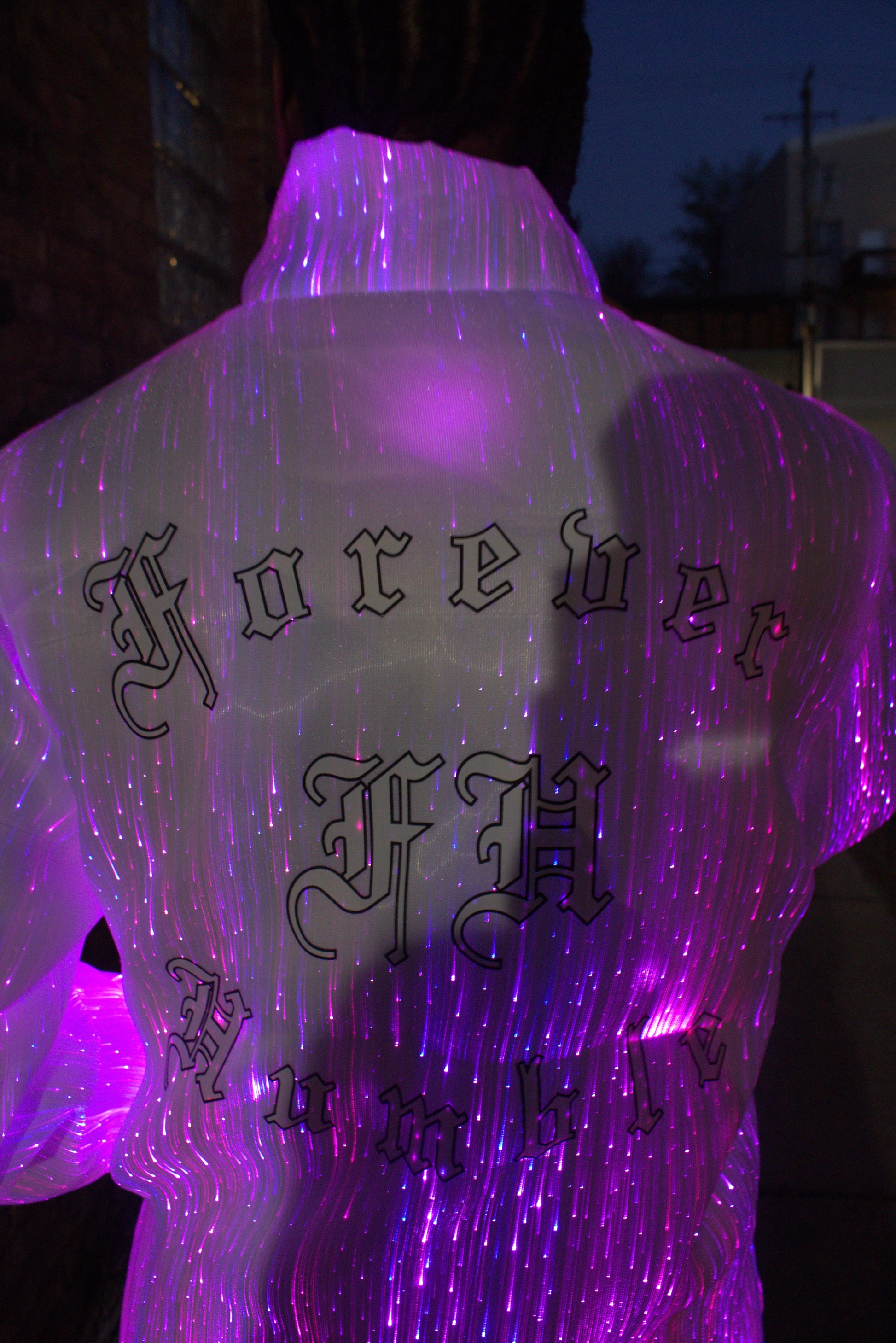 LED Reflective Puffer Jacket with Forever Humble Inscription